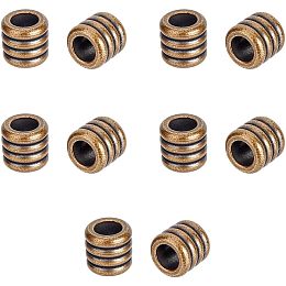 SUPERFINDINGS 10Pcs Brass European Lanyard Bead Large Hole Antique Bronze Column Spacer Beads Vintage Round Craft Beads Metal Knife Lanyard Bead for Knife Zipper Pull Jewelry 5.4mm Hole