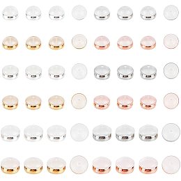 SUNNYCLUE 1 Box 48Pcs 3 Sizes 4 Colors Plastic Ear Nuts Half Round Dome Earring Backs with 316 Surgical Stainless Steel Findings Earring Stoppers Replacement for Earring Stud