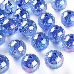 Honeyhandy Transparent Acrylic Beads, AB Color Plated, Round, Royal Blue, 20x19mm, Hole: 3mm, about 111pcs/500g