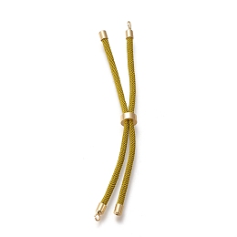 Honeyhandy Nylon Twisted Cord Bracelet Making, Slider Bracelet Making, with Eco-Friendly Brass Findings, Round, Golden, Olive, 9 inch(22.8cm), Hole: 2.8mm, Single Chain Length: about 4-1/2 inch(11.4cm)