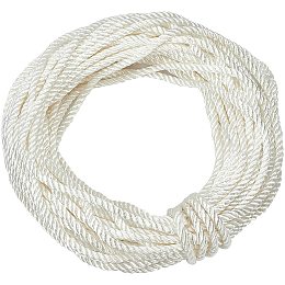 AHANDMAKER Twisted Cord Rope, 88 Feet 3-Ply Polyester Twine Cord 6mm Shiny Cord Decorative Twine Cord Rope for DIY Gift Bagd Rope Handle Making Home Decor(White)