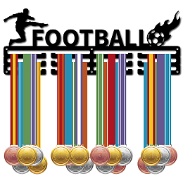 CREATCABIN Football Medal Holder Swimmer Sport Medals Hanger Soccer Athlete Awards Display Stand Wall Rack Mount Decor Metal Hanging for Home Badge Medalist Gymnastics Over 60 Medals 15.7 x 5.9 Inch