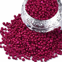 Honeyhandy Glass Seed Beads, Baking Paint, Round Hole, Round, Medium Violet Red, 2~3x1.5~2mm, Hole: 0.8mm, about 450g/Pound