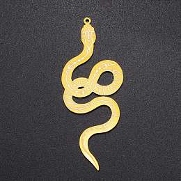 Honeyhandy 201 Stainless Steel Big Pendants, Laser Cut, Snake, Golden, 64.5x25x1mm, Hole: 1.4mm