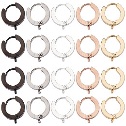 SUNNYCLUE 1 Box 20Pcs 5 Colors Leverback Earring Hooks Gold Huggie Earrings French Lever Back Tiny Hoop Earrings with Open Loop Earwires for Jewellery Making Women DIY Crafts Crochet Stitch Markers