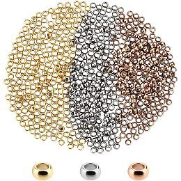 UNICRAFTALE About 600Pcs 3 Colors Rondelle Spacer Beads 304 Stainless Steel Stopper Beads 1.5mm Metal Loose Beads Small Hole Beads for Bracelets Necklace Making