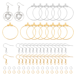 Unicraftale DIY Earring Making Finding Kit, Including 304 Stainless Steel Wire Ring Pendant Earrings Findings & Earring Hooks & Jump Rings, Golden & Stainless Steel Color, 144Pcs/box