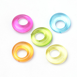 Honeyhandy Transparent Acrylic Pendants, Donut, Mixed Color, 20x6mm, Hole: 9mm, about 375pcs/500g