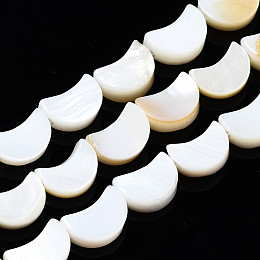 Honeyhandy Natural Freshwater Shell Beads Strands, Moon, 8x5~6x2~3mm, Hole: 0.9mm, about 44pcs/strand, 13.78 inch(35cm)