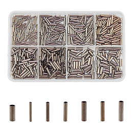 PANDAHALL ELITE Brass Tube Beads, Platinum, 10x1.2~2.8mm, Hole: 0.7~2.2mm; 700pcs/box