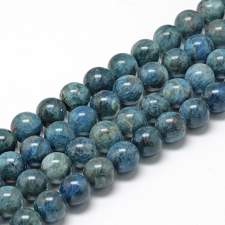 ARRICRAFT Natural Apatite Beads Strands, Round, 11~12mm, Hole: 1mm, about 32~35pcs/strand, 15.7 inches