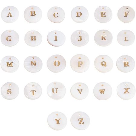 Arricraft Letter Charms, 52pcs Freshwater Shell Alphabet A-Z Charms Pendants for DIY Bracelets Necklace Earring Jewelry Making