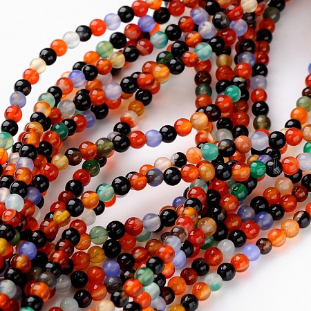 Arricraft 16 inches Round Gemstone Strands, Color Agate, Round, about 95pcs/strand, 4mm in diameter, hole: 0.8mm