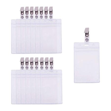 PandaHall Elite 25 pcs 2.5x3 inch Vertical Clear ID Card Badge Holder with 25 pcs Metal Alligator Clips Heavy Duty Waterproof Type Resealable Zip Passport Holder for Cash Card