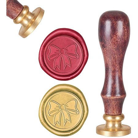 CRASPIRE Wax Seal Stamp, Sealing Wax Stamps Bowknot Retro Wood Stamp Wax Seal 25mm Removable Brass Seal Wood Handle for Envelopes Invitations Wedding Embellishment Bottle Decoration