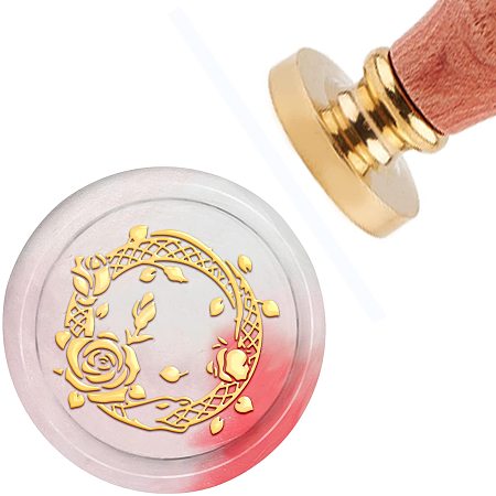 CRASPIRE Wax Seal Stamp Snake & Rose Vintage Sealing Wax Stamps 30mm 1.18inch Removable Brass Head Sealing Stamp with Wooden Handle for Wedding Invitations Baby Shower Envelopes Cards Gift Packing