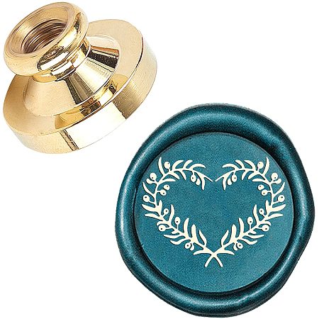 Pandahall Elite Wax Seal Stamp, 25mm Olive Branch Pattern Retro Brass Head Sealing Stamps, Removable Sealing Stamp for Wedding Envelopes Letter Card Invitations Bottle Decoration