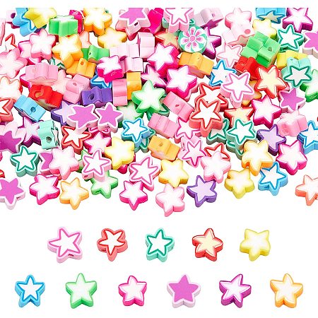 NBEADS About 300 Pcs Polymer Clay Beads, Star Shape Handmade Polymer Clay Spacer Beads Soft Pot Colours Beads Crafts Accessories for DIY Jewelry Making, Hole: 1.6mm(0.06 inch)