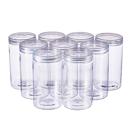 BENECREAT 9 Pack Transparent Slime Storage Favor Jars Wide-Mouth Containers Lids DIY Slime, Ingredients, Party Favors Other Crafts (2.5 x 4.6 Inch)