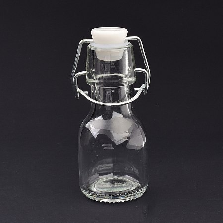 Honeyhandy (Defective Closeout Sale: Oxidized), Glass Sealed Bottle, with Swing Top Stoppers, for Home Kitchen, Arts & Crafts Projects, Clear, 5.1x4.6x11.2cm