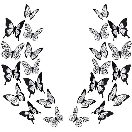 Arricraft 24 Pcs Butterfly Wall Stickers with 36 Pcs Glue Stickers, 3D Butterfly Stickers, Removable Mural Stickers for Art Decor, Crafts, Wall Decorations, Black