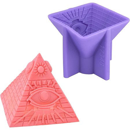 SUPERFINDINGS 1pc 84x82mm Pyramid Shape DIY Candle Mold All-Seeing Eye Triangle Silicone Mold Resin Casting Mold for Resin Soap Candle Making Parties