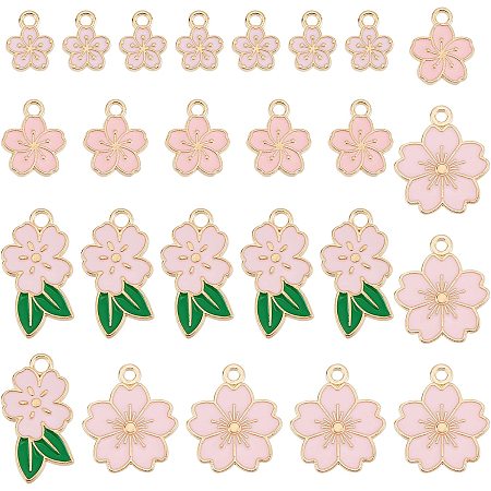 SUNNYCLUE 1 Box 80 Pcs Enamel Sakura Charms Alloy Cherry Blossom Flower  Charms Japanese Style Flower Shape Pendant for Jewelry Making Charms  Earring Findings Bracelet Necklace Supplies Women 