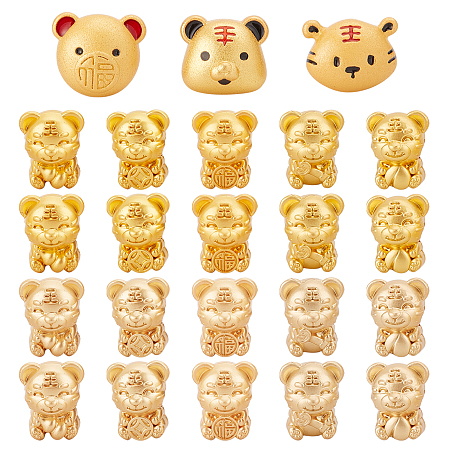 SUPERFINDINGS 23Pcs 5 Styles Tiger Charms Tiger Alloy Beads Fengshui Tiger Pendant 2022 Chinese Zodiac Animal Spacer Beads for DIY Bracelet Jewelry Making Supplies