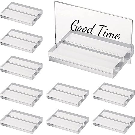 CHGCRAFT 12Pcs Clear Place Card Holders Acrylic Display Base Wedding Sign Holders Acrylic Card Display Stand for Wedding Table Numbers Photos Office Menu Meeting, 3inch