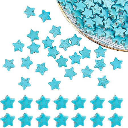 Arricraft About 160 Pcs Star Shaped Stone Beads, Synthetic Howlite Star Beads, Gemstone Loose Beads for Bracelet Necklace Jewelry Making (Hole: 1mm)