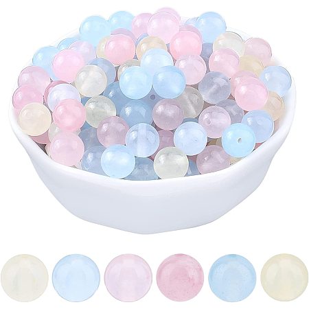 ARRICRAFT About 144 Pcs Natural Morganite Beads, Round Gemstone Loose Beads 8mm Smooth Stone Beads for Bracelet Necklace Jewelry Making