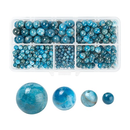 Arricraft 340Pcs 4 Styles Natural Apatite Beads, Round, 4mm/6mm/8mm/10mm, Hole: 0.8~1mm
