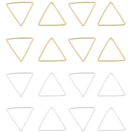 Arricraft 140 pcs 2 Colors Triangle Plated Brass Key Open Bezel Pendant Charm Blank Frame Hollow Pendants for UV Resin Crafts DIY Jewelry Making Golden Silver