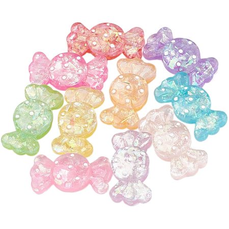 Arricraft 20 Pcs Resin Candy Cabochons with Shell Chip, Flat Back Slime Charms for DIY Crafts, Scrapbooking, Decoration, Jewelry Making