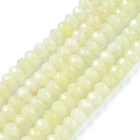 ARRICRAFT Dyed Natural Malaysia Jade Rondelle Beads Strands, Faceted, Light Yellow, 4x2~3mm, Hole: 1mm; about 115pcs/strand, 14 inches
