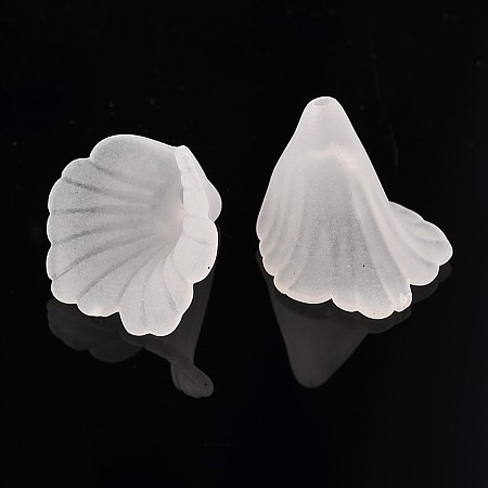 Honeyhandy Transparent Frosted Acrylic Flower Beads, about 20mm wide, 20mm long, 2mm thick, hole:1.5mm