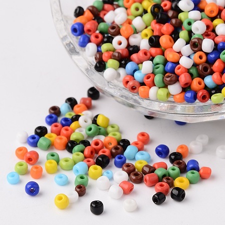 ARRICRAFT Mixed Color 8/0 Opaque Colours Round Glass Seed Beads, Size: about 3mm in diameter, hole:1mm, about 1101pcs/50g