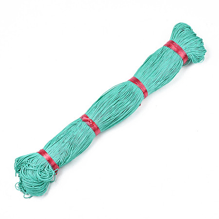 Honeyhandy Waxed Cotton Cord, Turquoise, 1mm, about 360yard/bundle(330m/bundle)
