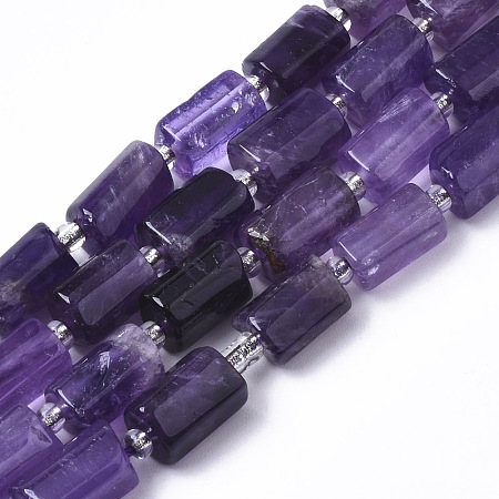 Arricraft Natural Amethyst Beads Strands, Faceted, Column, 8~11x6~8x5~7mm, Hole: 1mm, about 17pcs/strand, 7.48 inches