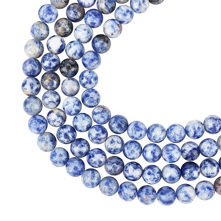 Arricraft About 212 Pcs 8mm Nature Stone Beads, Natural Blue Spot Jasper Round Beads, Gemstone Loose Beads for Bracelet Necklace Jewelry Making (Hole: 1mm)