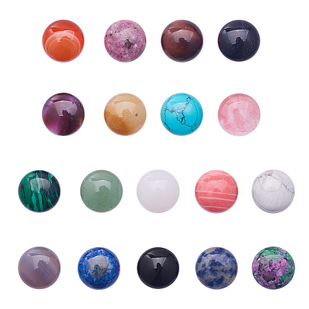 PandaHall Elite 20pcs Half Round Cabochon Flatback Gemstones Beads Healing Quartz Chakra Stone Jewelry Making