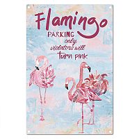 CREATCABIN Funny Metal Tin Sign Flamingo Parking Only Violators Will Turn Pink Retro Vintage Wall Art Decor Outdoor Garden Indoor House Bathroom Door Yard Decorations 8X12Inch