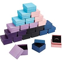 NBEADS 24 Pcs 5x5x3.1cm Cardboard Ring Boxes, 6 Colors Jewelry Ring Storage Box Cardboard Display Boxes with Sponge Mat for Anniversaries Weddings Birthdays