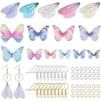 Arricraft About 350 Pcs Butterfly Wing Charm Pendants, 15 Colors Dragonfly Wing Craft with Jump Ring and Earring Hook, Polyester Fabric Wings Charms for Jewelry Making, Mixed Size