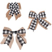 CHGCRAFT Black White Plaid Gift Bows Burlap Wreaths Bows Christmas Tree Topper for Wedding Holiday Birthday Party Decoration 12