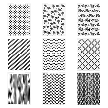 Globleland Plastic Embossing Folders, Concave-Convex Embossing Stencils, for Handcraft Photo Album Decoration, Mixed Patterns, 148x105x3mm, 9 patterns, 1pc/pattern, 9pcs/set