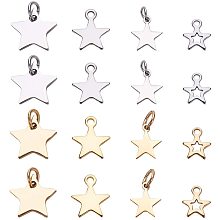 Unicraftale 304 Stainless Steel Charms, Star, Golden & Stainless Steel Color, 68x52x11mm, 32pcs/box