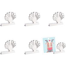 AHANDMAKER 6Pcs Shell Shaped Alloy Memo Clip, Pictures Card Paper Menu Clip, Platinum Message Note Photo Stand Holder for Wedding Home Party Festival Decoration