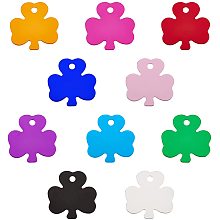 BENECREAT 30 PCS 10-Colors Aluminum Stamping Blank Tag, Clover Blank Pendants Tags with Plastic Storage Box for Metal Stamping and Jewelry Making