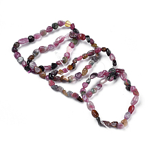 Honeyhandy Natural Tourmaline Bead Stretch Bracelets, Tumbled Stone, Nuggets, Inner Diameter: 2~2-1/4 inch(5.2~5.6cm)